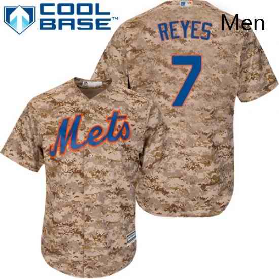 Mens Majestic New York Mets 7 Jose Reyes Replica Camo Alternate Cool Base MLB Jersey